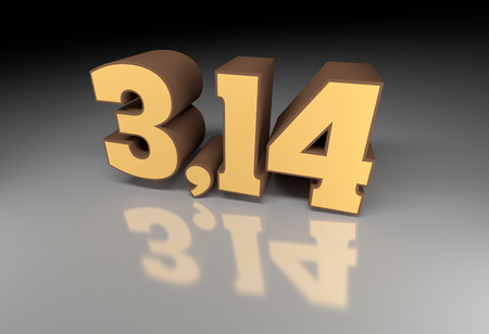 Pi number (3,14) 3d image with reflectionの写真素材