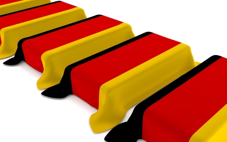 Coffin covered with the national flag of Germanyの写真素材