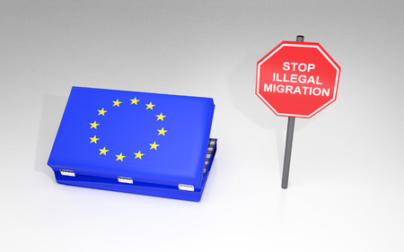 The concept of illegal migration. 3D rendering.の写真素材