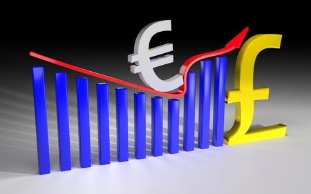 Illustration with rising graph. 3D rendering.の写真素材