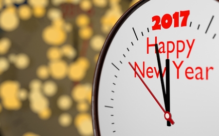 Clock represents coming new year 2017. 3D rendering