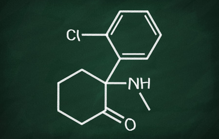 Structural model of Ketamine on the blackboard.の写真素材
