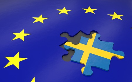 3d illustration Swexit the removed piece in a puzzle EUの写真素材