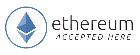 We accept ethereum. Blue ethereum virtual currency.