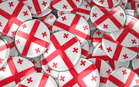 Georgia Badges Background - Pile of Georgian Flag Buttons. 3D Renderingの写真素材