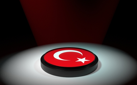The push button with Turkey flag. 3D rendering.の写真素材