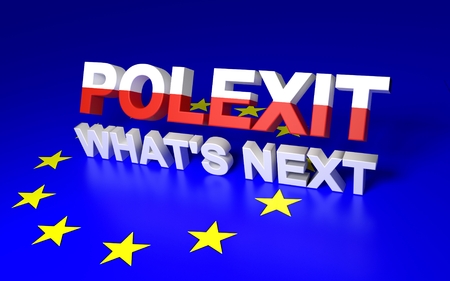 The text symbolize Poland leaving EU. Text written Polexit What's next. 3D rendering.の写真素材