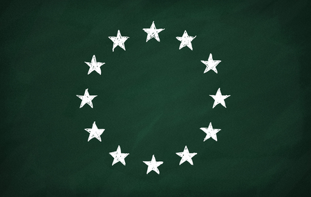 On the blackboard draw stars of the European Union flagの写真素材