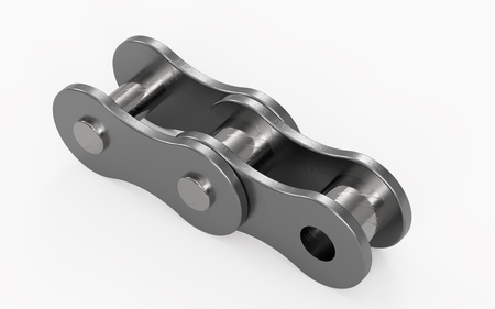 Bicycle Chain fragment on a white background. 3d Rendering.の写真素材