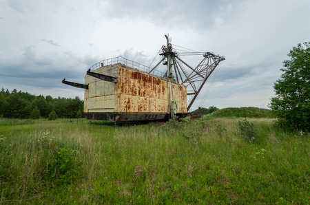 Giant excavator machinery industry in Lithuania. Naujoji Akmene.