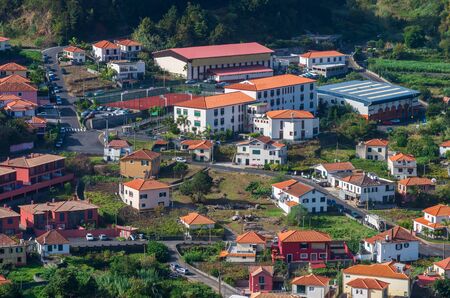 Sao Vicente; Madeira; Portugal - October 31; 2019: The fragment view of Sao Vicente village from mountainの写真素材