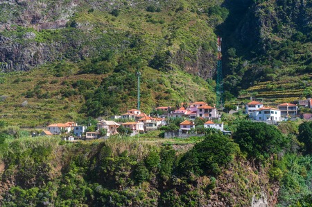 Sao Vicente; Madeira; Portugal - October 30; 2019: The houses on the mountainのeditorial素材