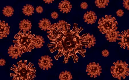 Illustration of Coronavirus concept under the microscope. 3d Rendering.の写真素材