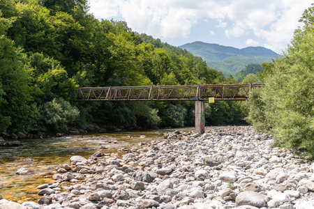 Medjurecje, Montenegro - 5 July 2022: Bridge near the Mrtvica canyon.のeditorial素材