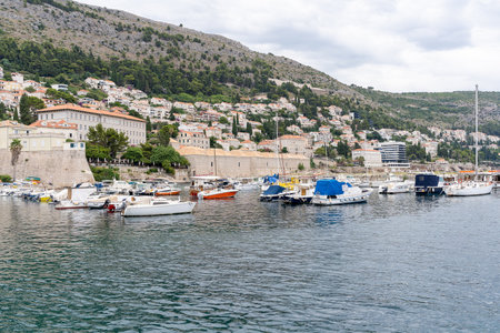 Dubrovnik, Croatia - 8 July 2022: Old Harbour with boatsのeditorial素材