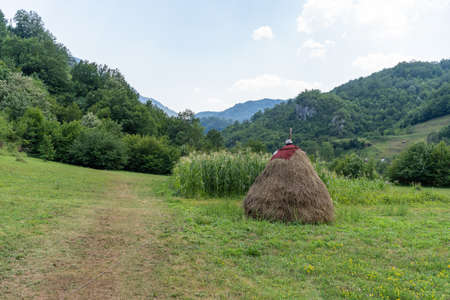 Traditional haystack in Montenegro fields.の写真素材