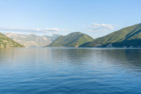 Bay of Kotor in Montenegro. Mountains and bay in Montenegro. Beautiful mediterranean landscape