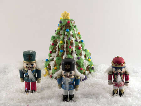 Nutcrackers and a Gingerbread Treeの写真素材
