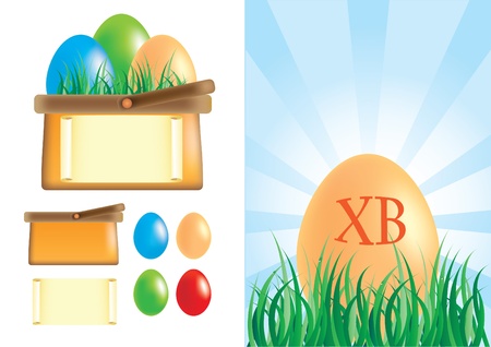 Easter basket with eggsのイラスト素材