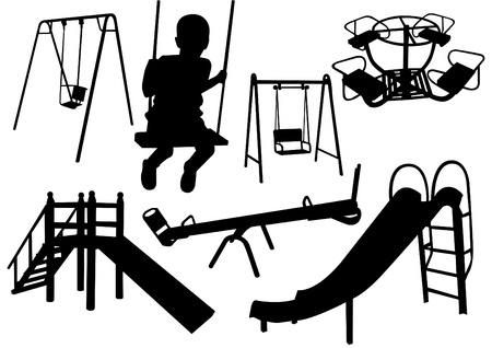 kids playground silhouetteのイラスト素材