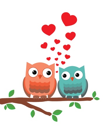 Owls in Love のイラスト素材