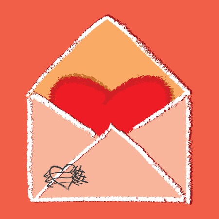 Heart shaped note in envelope - vector imageのイラスト素材