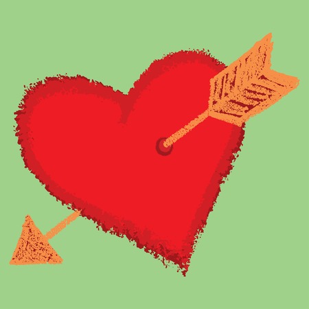 stylized vector cartoon of a heart and arrowのイラスト素材