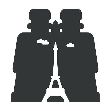 Binoculars on the silhouette of the Eiffel Towerのイラスト素材