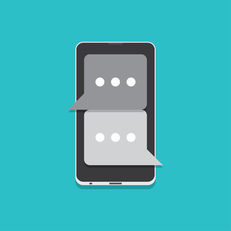 Vector illustration concept of online chat app in flat styleのイラスト素材
