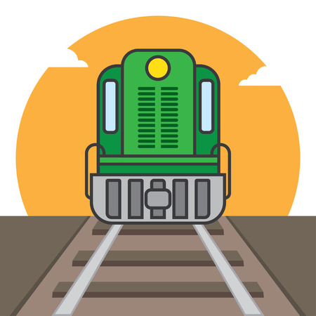 Cargo train on a rail road. Vector illustrationのイラスト素材