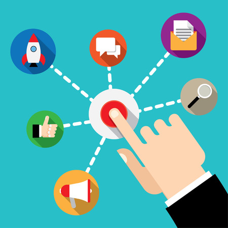 user interactions management system illustration conceptのイラスト素材