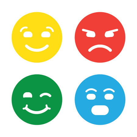 Feedback vector concept. Rank, level of satisfaction rating. Feedback in form of emotions, smileys, emoji. User experience. Customer feedback. Review of consumer. Feedback flat icon.のイラスト素材