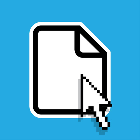 Paper document with click arrow. Networks. Digital marketing. Black simple line style vector icon. Single design element for website, business.のイラスト素材