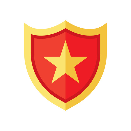 shield icon with star - protection symbol. Flat design styleのイラスト素材
