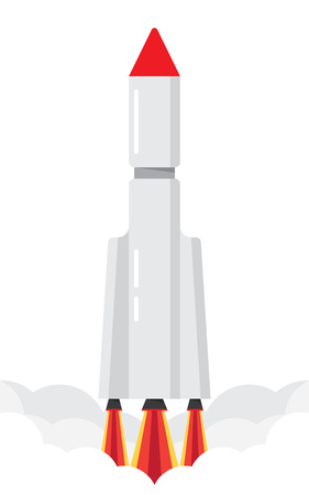 picture of starting space rocket, flat style concept for business startup, new service or product launchのイラスト素材