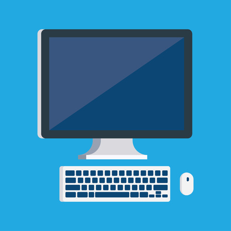 Desktop Computer with Monitor Keyboard, Mouse. Vector illustrationのイラスト素材