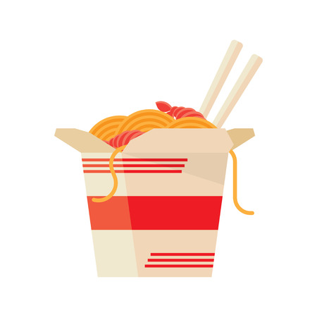 wok noodles icon on a white background. flat style vector illustrationのイラスト素材