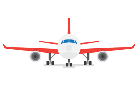 Modern Airplane isolated on white background. Passenger Airplane. Front Viewのイラスト素材