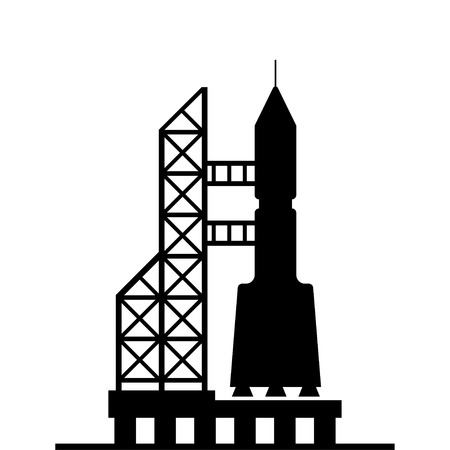 silhouette rocket ready for launch vector icon on white backgroundのイラスト素材
