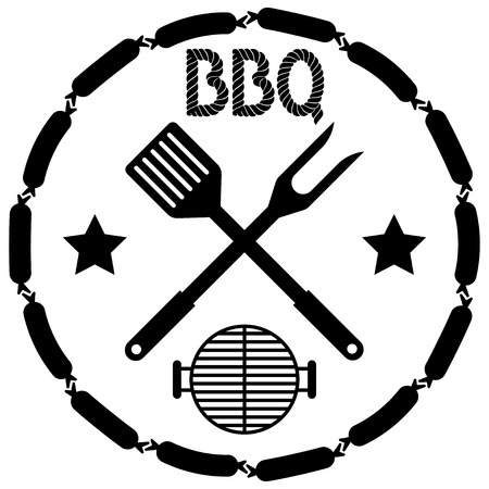 BBQ grill menu isolated on white background, vector illustrationのイラスト素材