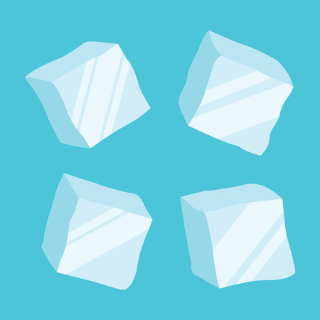Set of four opaque ice cubes in blue colorsのイラスト素材