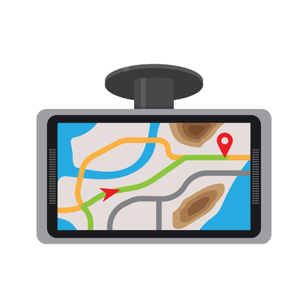 Mobile gps navigation with map. Mobile technologies concept.のイラスト素材