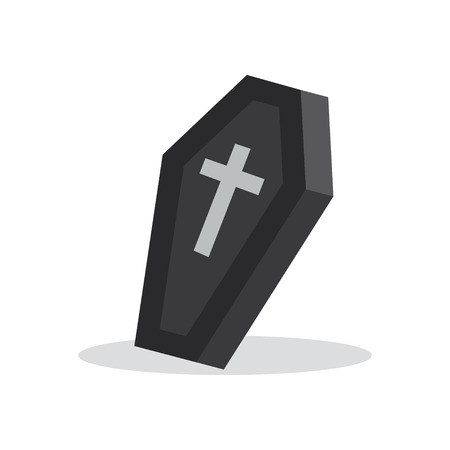 black coffin with cross. Closed coffin, vector illustrationのイラスト素材