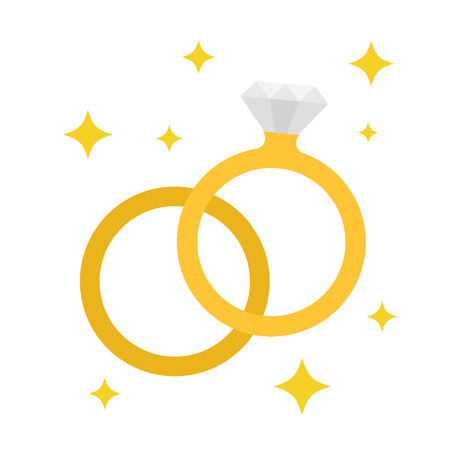 Golden wedding rings, vector illustration. Engagement ringsのイラスト素材