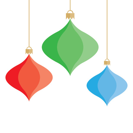 winter holiday Christmas colorful baubles. Vector illustration, on a white backgroundのイラスト素材