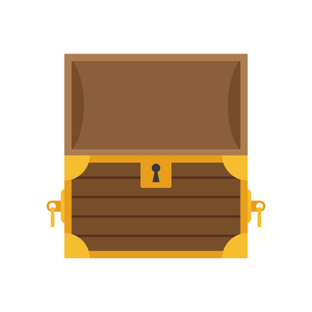 Wooden empty chest with open cover isolated on the white background vector illustrationのイラスト素材