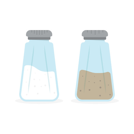 Salt and pepper shaker vector illustration. Seasoning for cooking, isolated on a white background.のイラスト素材