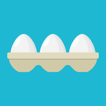 Eggs in a tray, carton of white eggs. Vector Illustrationのイラスト素材