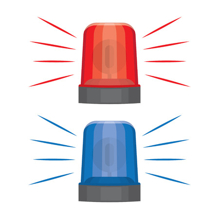 Blue and red flashing warning lights and sirens. flashing lights for alarm or emergency cases, vector illustrationのイラスト素材