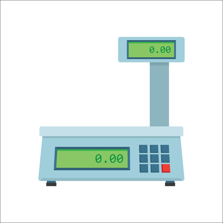 Electronic scales for products. Kitchen scales, isolated on a white background, vector illustrationのイラスト素材